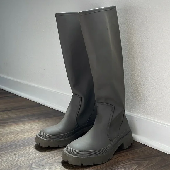 Zara Shoes Flat Rubberized Boots Poshmark